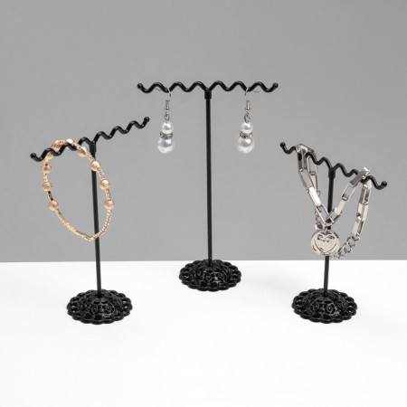 Claus stand “Waves”, set of 3 pcs., H = 9.5, 11, 13 cm, black color-1