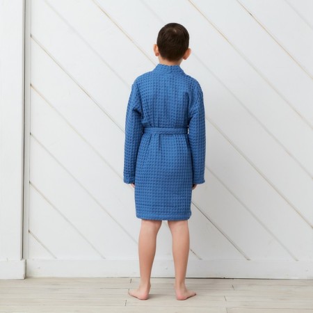 Wafel children's robe I "BOHO" R.34 (122-128 cm) col. Blue, 100%HL, 290 g/m2-2