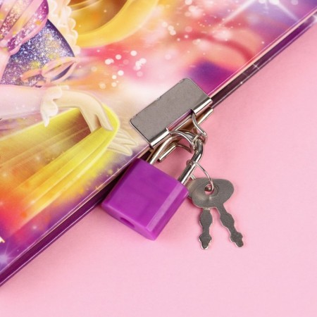Gift set: notebook on a lock, stickers and pen - fluffy, princesses-6
