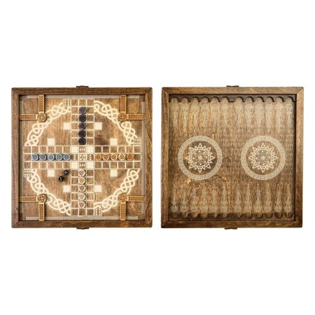 Wooden backgammon + Partschch (Ludo), board game, 37 x 37 cm-3