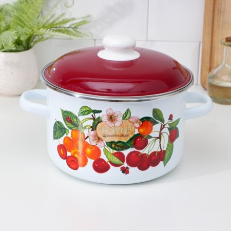 Cylindrical “cherries”, 4 l, with a lid, induction, white color, white