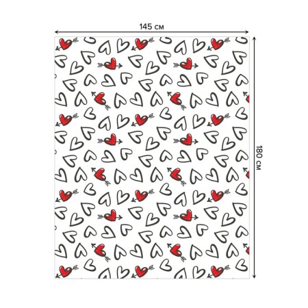 Black and white hearts tablecloth, rectangular, oxford, size 145x180 cm-1