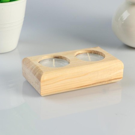 Wooden candlestick for 2 candles "rectangular", array, 11 × 6 × 3 cm-1