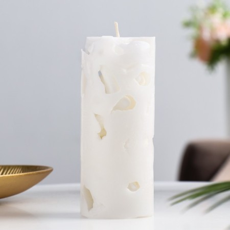 Candle-cylinder "openwork", 6x15 cm, white
