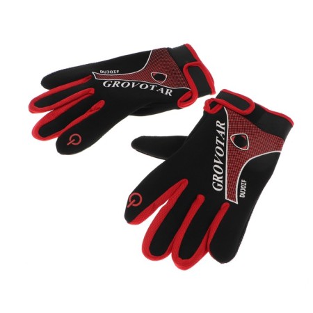 Motorcycle gloves, off-season, single-sized, black and red-3