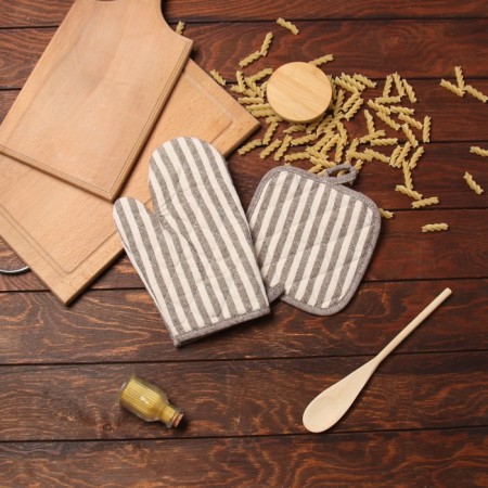 Set of kitchen. Dolyana strip color, mittens-prich.25x17cm, severity 17x17 50% p/e 50% hl 1010312-6