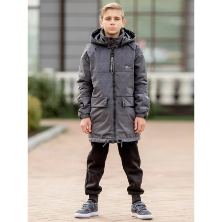 Park jacket for a boy, height 140 cm, color black graphite-2
