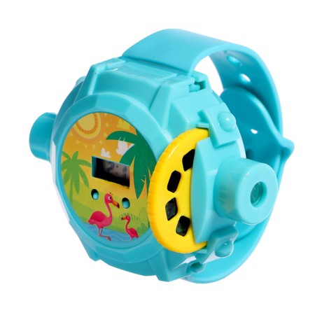 Clock-design "Animals", light effects, 24 pictures, blue color-6