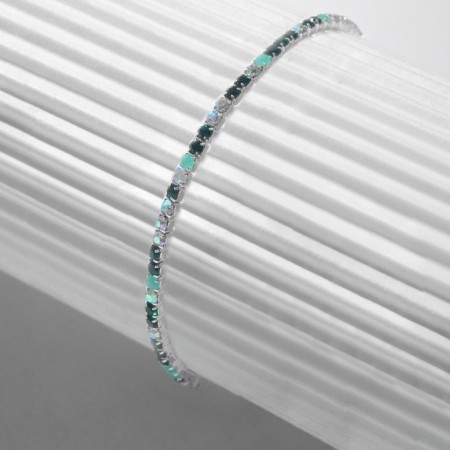 Bracelet "ice" 2 mm, mint, green in silver-2