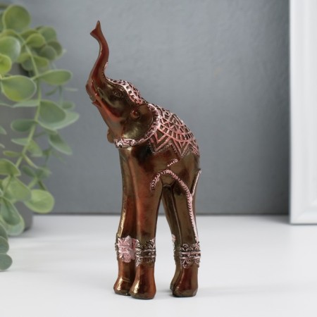 Souvenir Polystone "Elephant on Long Legs, Popon with silver patterns" 15x6.5x4 cm-2