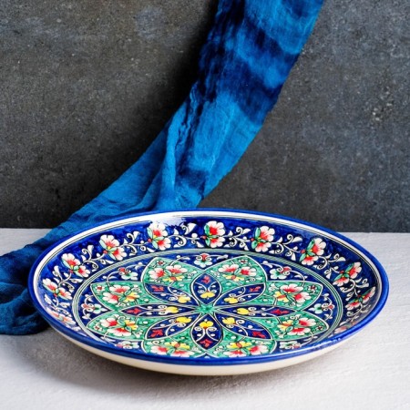 Largan Rishtan ceramics "Flowers", 32 cm, blue