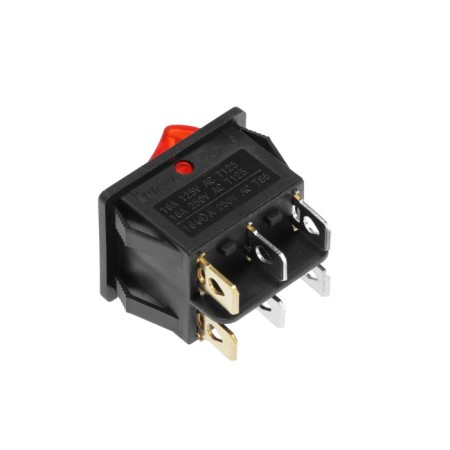 Double key switch, 250 V, 15 A, On-OFF, 6C, Red, with backlight-1