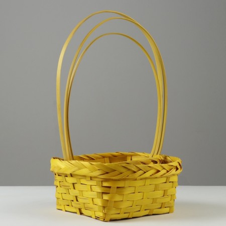 A set of wicker baskets, D19x9/32 cm, d22x9.5/34 cm, d25x10/36 cm, 3pcs, yellow, bamboo-1