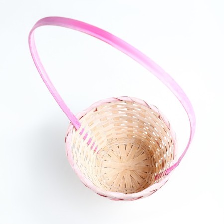Wicker basket (bamboo), 18 x 15 x 50 cm, white-pink-2