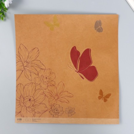 Scrapbooking paper bilateral "Crafts and leaves" density 180 g 30.5x32 cm-2