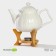 A porcelain teapot on a stand from Bellatenero bamboo "Tulip", 700 ml, white color