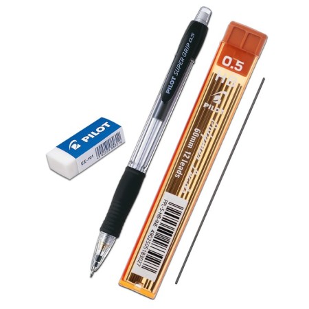 Pilot set of mechanical pencil with stiffs 0.5 mm and eraser