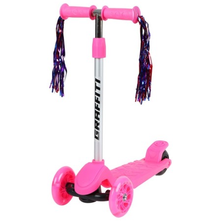 Graffiti scooter, steel, light wheels PU 120/100 mm, pink color-1