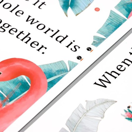 Interior plastic sticker "Flamingo and palm leaves" 30x90 cm set 2 sheets-3
