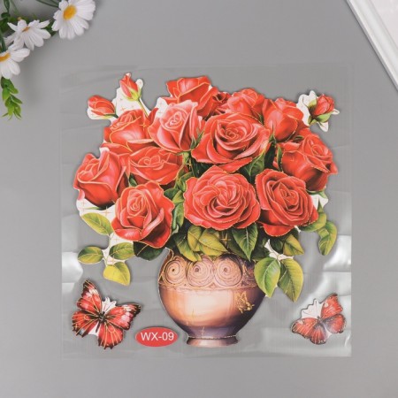 Interior plastic sticker "Pionovid roses" 40x31 cm