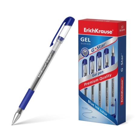 Gel pen Erichkrause G-Star Classic, node 0.5 mm, flu, blue