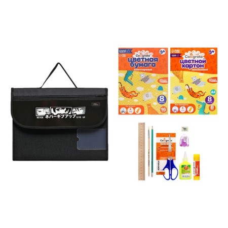 A4 labor folder, PVC textiles, with handles, folding, on Velcro, with a filling of 10 items, calligrata, PTR-10, "anime"