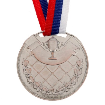 Prize medal 054 diam 5 cm. 2 place, tricolor. Color ser. With a ribbon-3