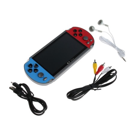 Game console X7 Plus, AV cable, 8 bits, 7000 games, blue-red-4