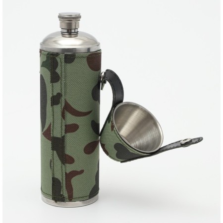 Alcohol flask, stainless steel, gift, 300 ml, with 3 piles of 30 ml-1