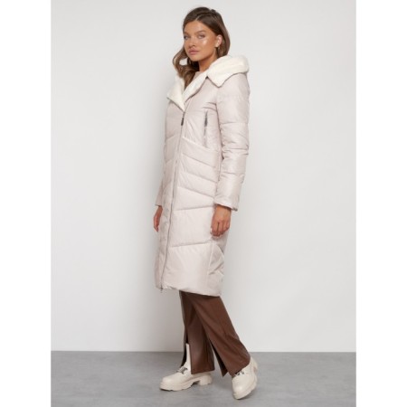 Coat insulated winter female, size 54, beige color-2