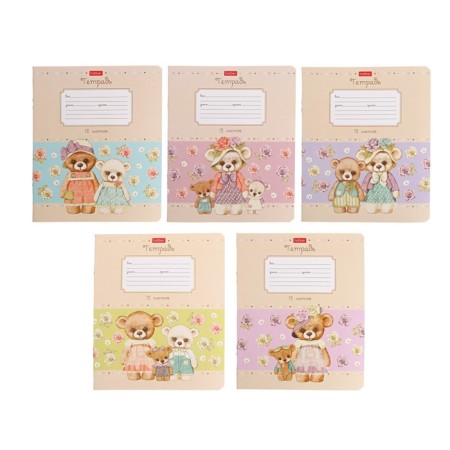 Notebook 12 sheets, in a roeer ruler of "bears-little bears", cover coated cardboard, rounded corners, an offset block 65g/m2, 5v, mix