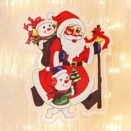 Santa Claus with snowmen-boys in headphones 11x15 cm