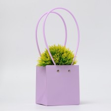 Flower bag, square, lilac, moisture -resistant, 13x12x12 cm