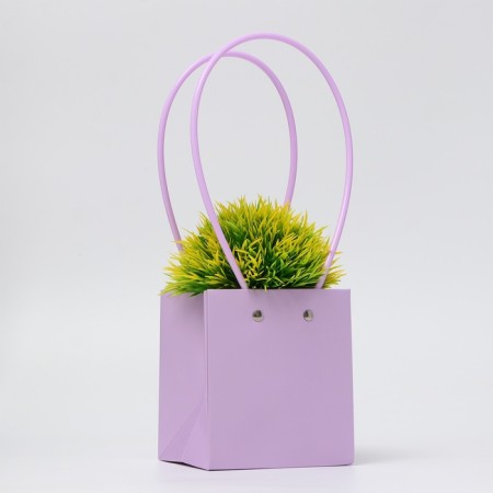 Flower bag, square, lilac, moisture -resistant, 13x12x12 cm