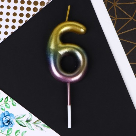 Candle for the cake, number "6", 10 x 3.5 cm.-2