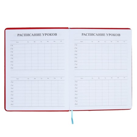 School diary for grades 5-11, PVC cover, Neon, Red-6