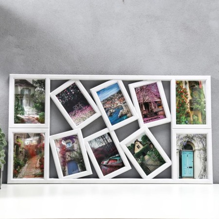 Photo frame plastic in 10 photos 10x15, 13x18 cm "Memories" white 40x73.5 cm