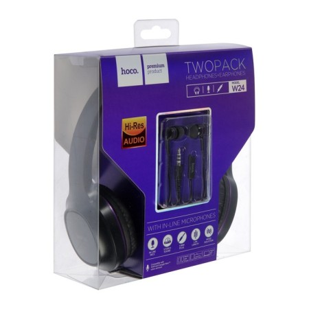 Hoco W24 headphone set, wired, overhead + vacuum, wired, purple-10