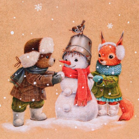 New Year. Gift package "animals and snowman", 33 x 42.5 x 10 cm.-2