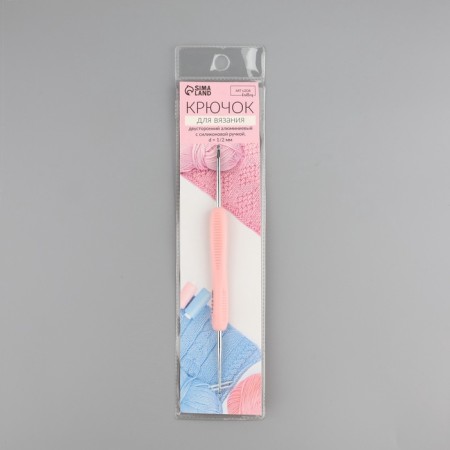 Knitting hook, bilateral, d = 1/2 mm, 13.5 cm, pink color-5