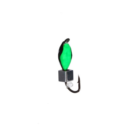Mormyshka nymph, green abdomen + cube silver, weight 0.55 g-1