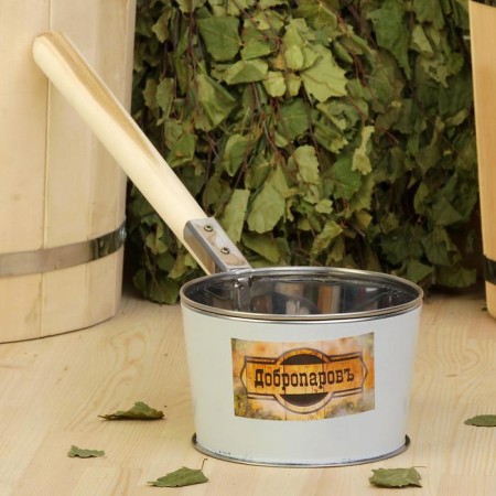 Stainless steel bathhouse, 1.2l, 45 cm, with a wooden pen, "Dobroparov"-1