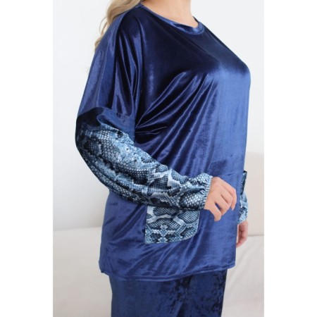 Female suit, size 52, blue color-9