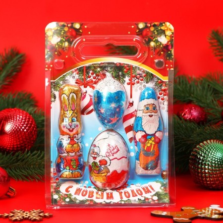 New Year. A set of curly chocolate "Santa Claus, Rabbit, Bill, Egg", 71 g