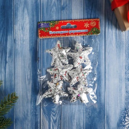 Jewelry decoration "Star - Magic" (set 6 pcs) 4.5 cm, silver-2