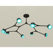 A set of suspended rotary lamp with composite crystal Ambrella Light, Traditional Diy, XB9060202, 8XGX53, Black Sand, Blue