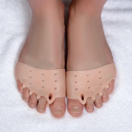 Correctors - separators for the toes, on the cuff, breathing, 4 separators, silicone, 8 × 7 cm, pair, beige color-3