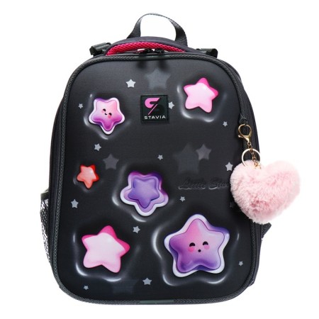 School backpack 38 x 30 x 16 cm, ergonomic back, stavia "stars", gray-2