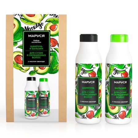 Marussia gift set for dry hair "Avocado": shampoo 400 ml + balm 400 ml