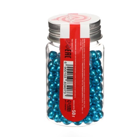Confectionery sprinkling, "super blue", balls, 7 mm, 50 g-2